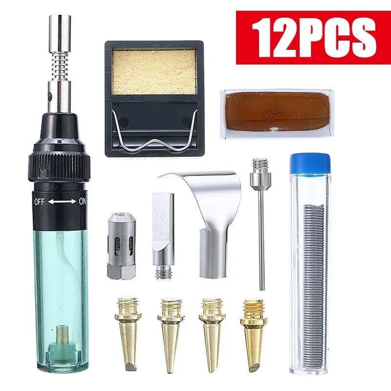 

12pcs Butane Gas Soldering Iron Pen Electric Gas Welder DIY Butane Gas Gun Torch Welding Tool Kit