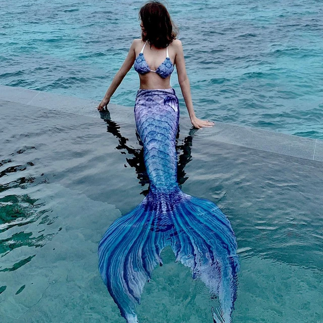 Cola de sirena para nadar/Disfraz de sirena nadable Cosplay Estampado  realista Sirenita Monofin para adultos y niñas Traje de sirena -  España