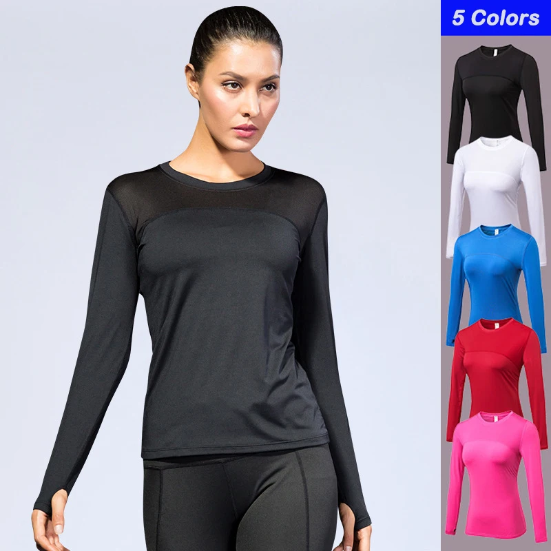 

Women's Yoga Top Formfitting Super Stretchy Sportswear Running Fitness Training Long Sleeve T-Shirt Mesh Quick Drying Clothing