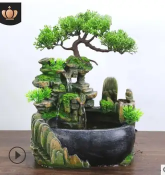 

Technology Desktop small rockery geomancy wheel simulation green plant household decoration humidifier desk Home Factory 2PCS