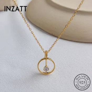 

INZATT Real 925 Sterling Silver Geometry Round Choker Necklace For Fashion Women Party Fine Jewelry MInimalist Accessories