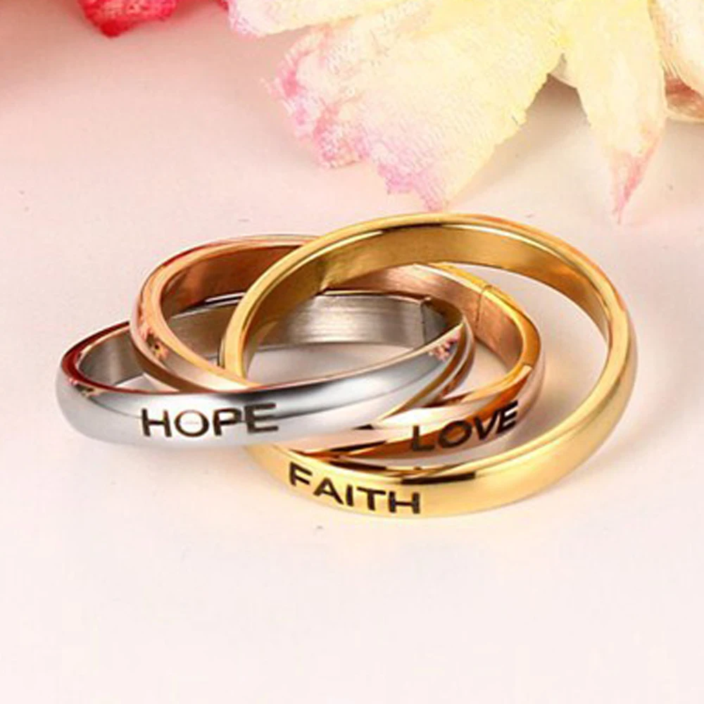 Customize Jewelry 3 Finger Ring Sets For Women Stainless Steel Wedding Engagement Ring Personalized Wholesale - Image 6