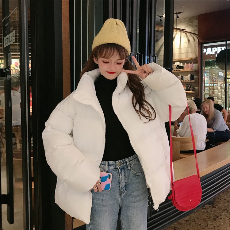 Woherb осень зима пуховик для женщин Harajuku парки со стоячим воротником корейский голографический ватник пальто для девочек свободные ватные куртки