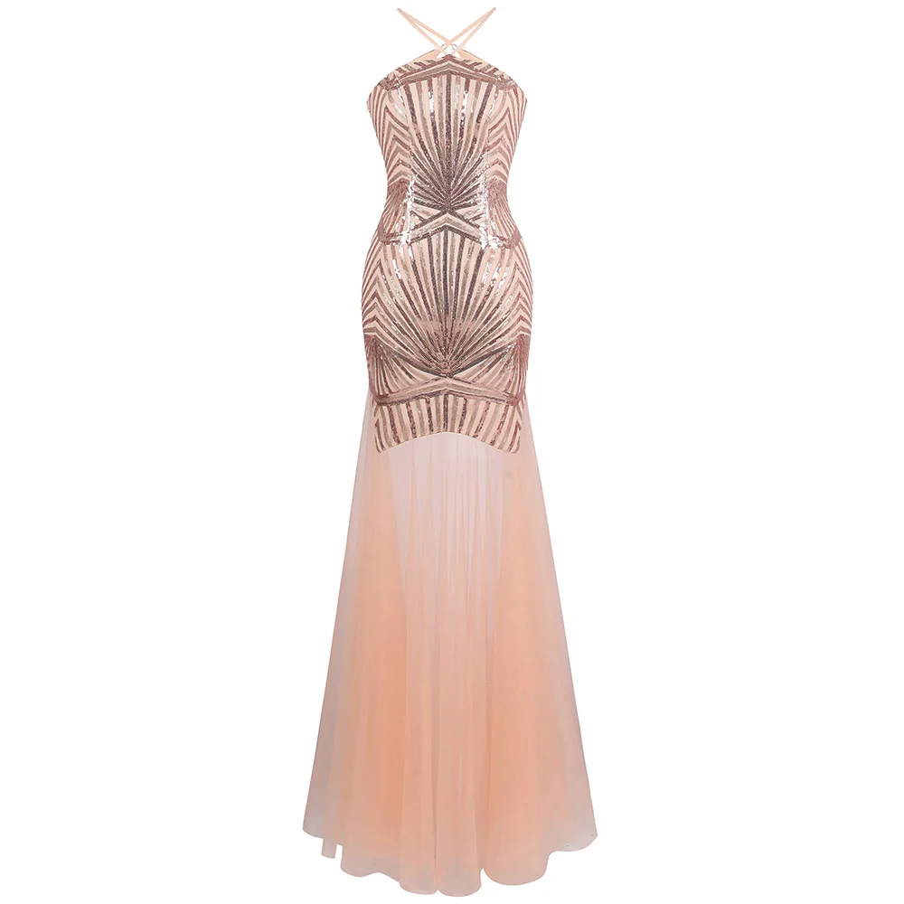 Angel-fashions женское вечернее платье с лямкой на шее, Роскошные вечерние платья с блестками, вечерние платья 420 431