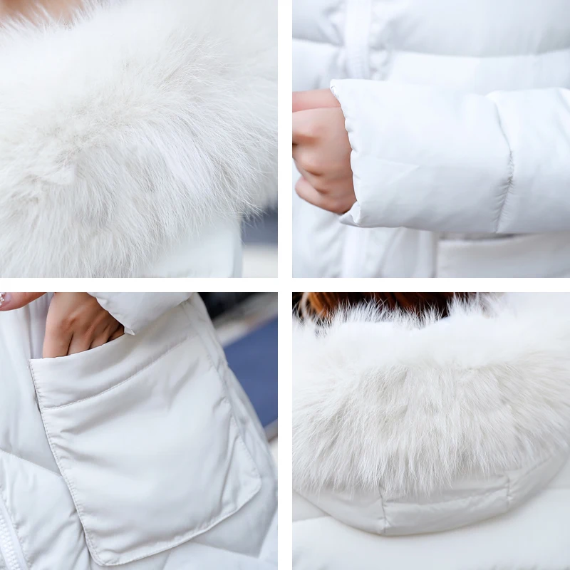 Winter Long Down Coat For Women Plus Size 3XL Both Sides Can Be Worn Cotton Down Jacket Hooded With Fur Collar Large Size