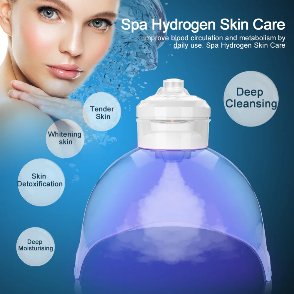  Hydrogen Oxygen LED Facoal Mask Red & Blue Light Spectrometer Mask Skin Moisturizing Rejuvenation B - 4000178116859