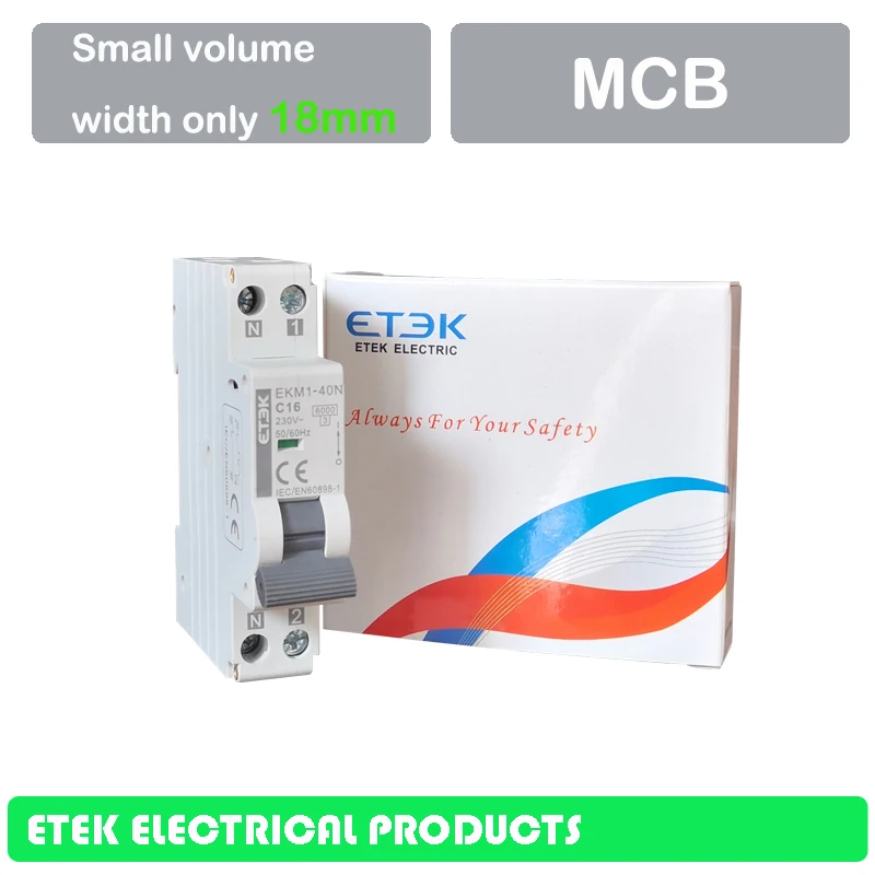 MCB EKM1-40N 1P+ N C Тип 230/240 В~ 50 Гц/60 Гц Мини автоматический выключатель 6A 10A 16A 20A 25A 32A 40A
