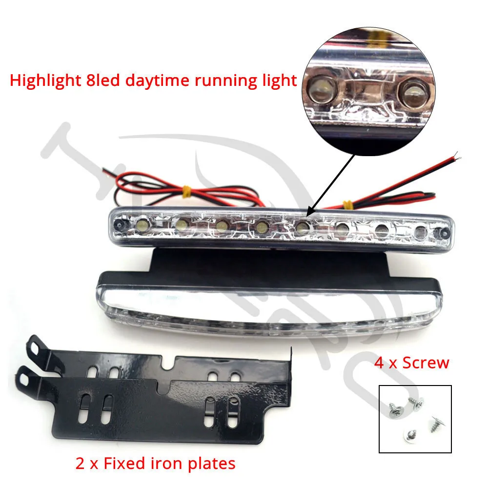 Hviero Auto Durable Car Daytime Running Light 8 LED DRL Daylight Super White DC 12V Head Lamp Parking Fog Lights