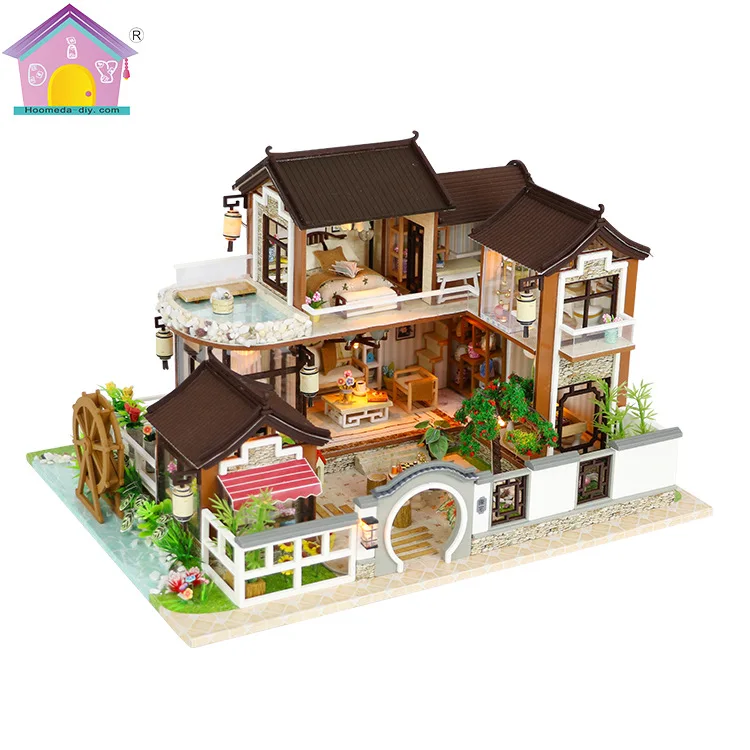 

Hoomeda-diy DIY Hut Dream Town Super Luxury Villa Model Cabin Handmade Adult Creative Gift