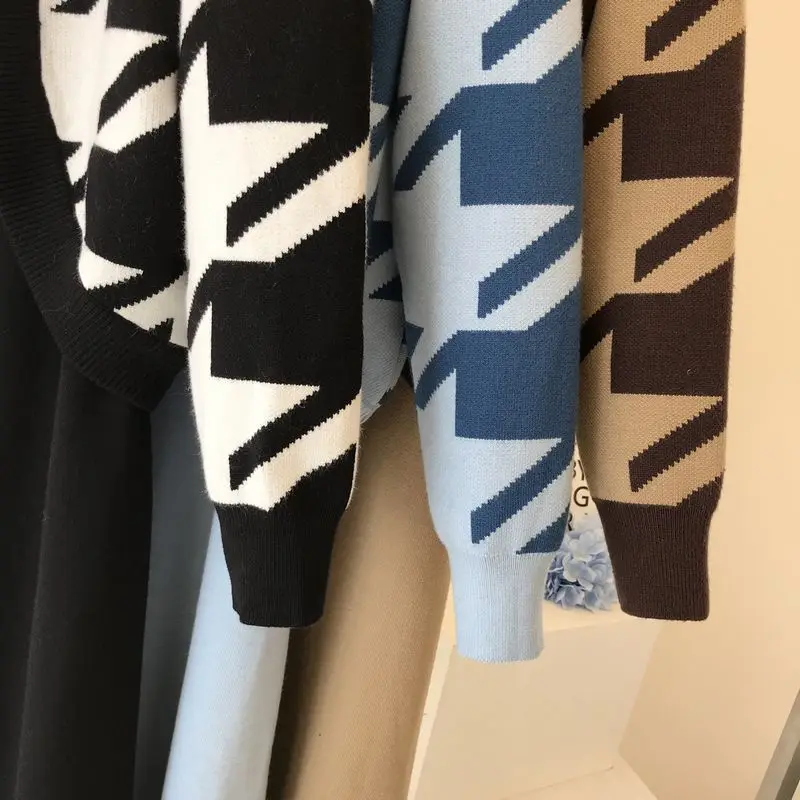 ALPHALMODA осенне-зимний женский кардиган с рисунком «гусиные лапки»+ платье на бретельках модный костюм из 2 предметов элегантный вязаный комплект из 2 предметов