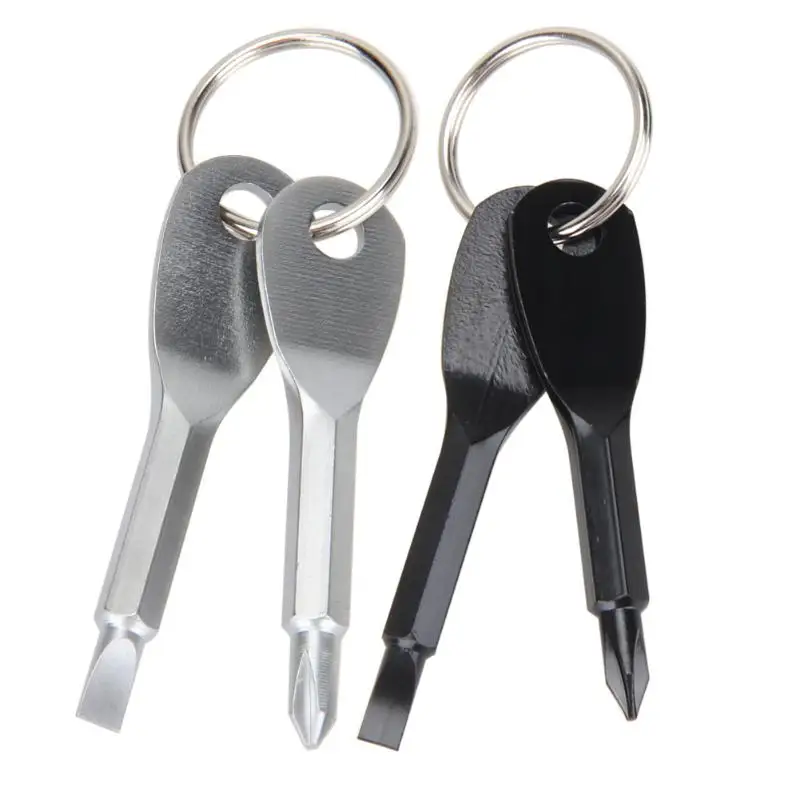 

2Pcs Stainless Steel Multi Tools Key Ring EDC Screwdriver Set Pocket Outdoor Tool Set Multitool Keychain Sliver Black Keychain