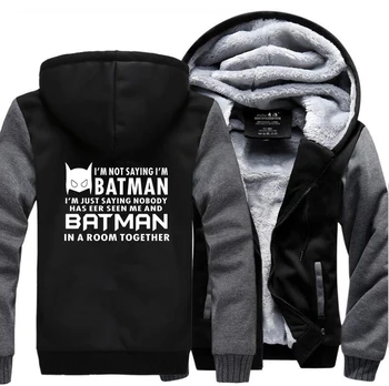

Superhero Men Thick Winter Fleece Warm Jacket I'm Batman Coat Superman Hooded Sweatshirt Coats Hipster Men Thick Hoodie Jackets