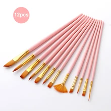 12pcs Paint Brushes Set Kit Multiple Mediums Brushes with Nylon Hair for Artist Acrylic Aquarelle Gouache Oil Painting
