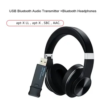 

Bluetooth 5.0 Headphones Headset with Mic 3.5mm Input and USB Bluetooth Audio Transmitter for PC TV Laptop Mobile Phone Tablet