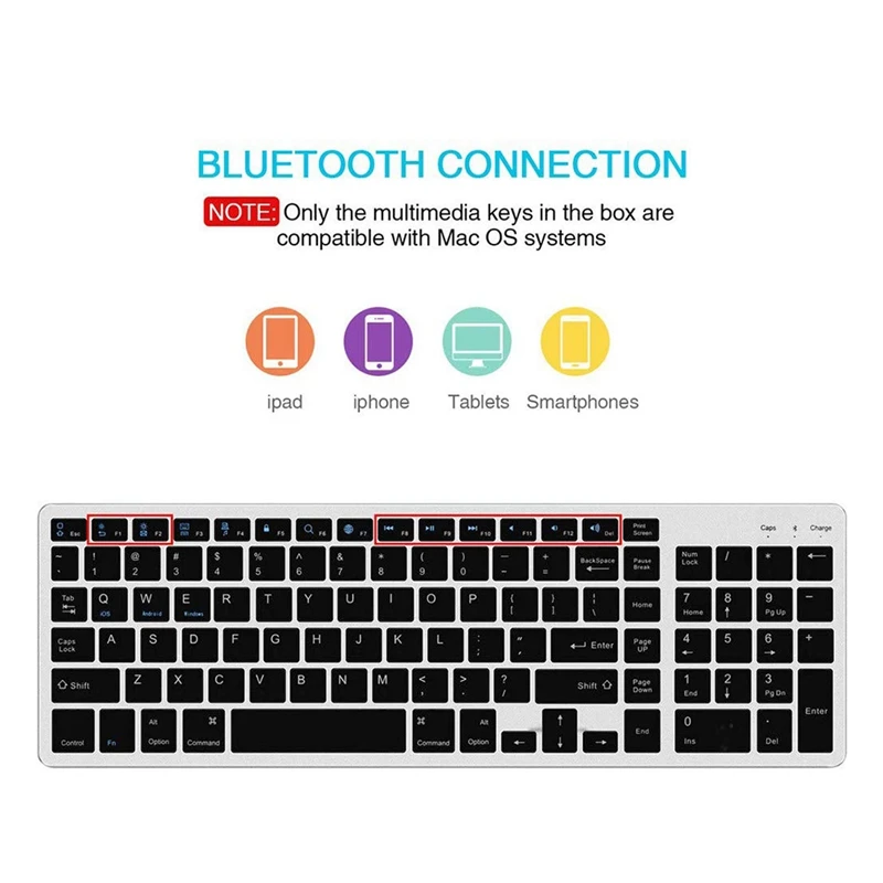 Bluetooth клавиатура перезаряжаемая портативная BT беспроводная клавиатура с номером для ноутбука для ПК, планшета Windows IOS Android