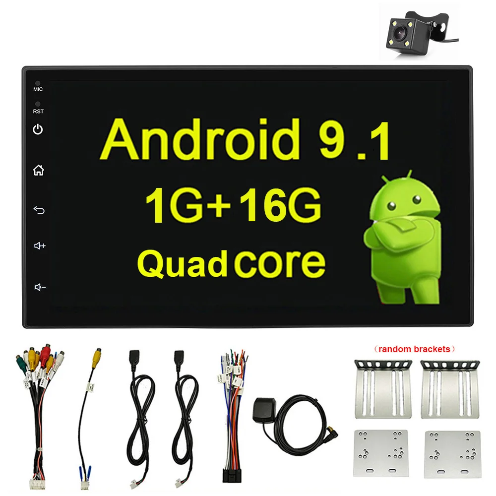 2DIN HD Android 9,1 автомобильный Радио gps навигация Bluetooth WiFi USB FM универсальный Авторадио автомобиля стерео аудио резервный монитор - Цвет: 1 16G Camera