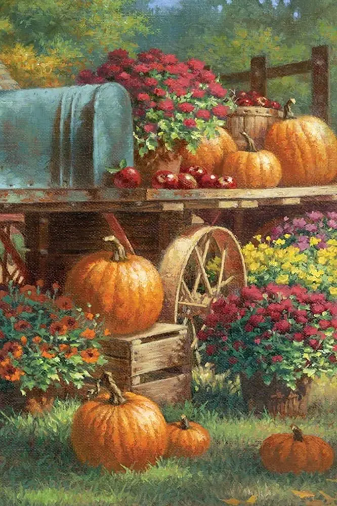 

Autumn Harvest Flowers Leaves Metal Tin Sign 12x16 Inch Home Kitchen Bedroom Bar Sign Decoration Halloween Thanksgiving Gift