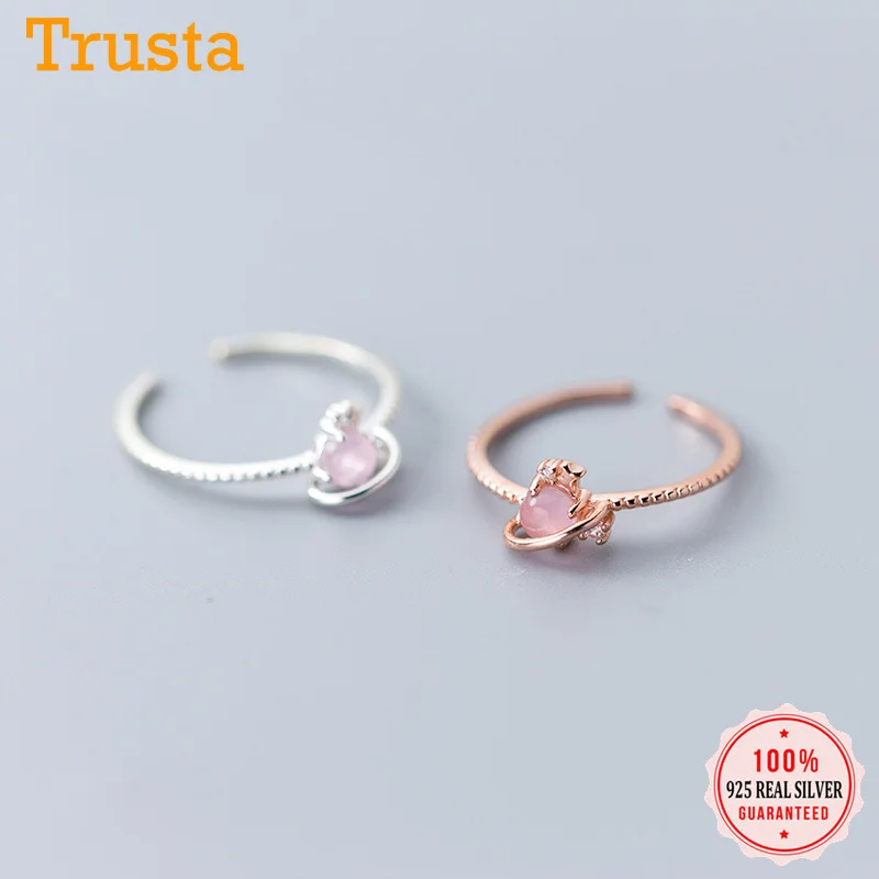 

Trustdavis Genuine 925 Sterling Silver Planet Synthetic Crystal CZ Open Finger Ring For Women Wedding Silver 925 Jewelry DS1865
