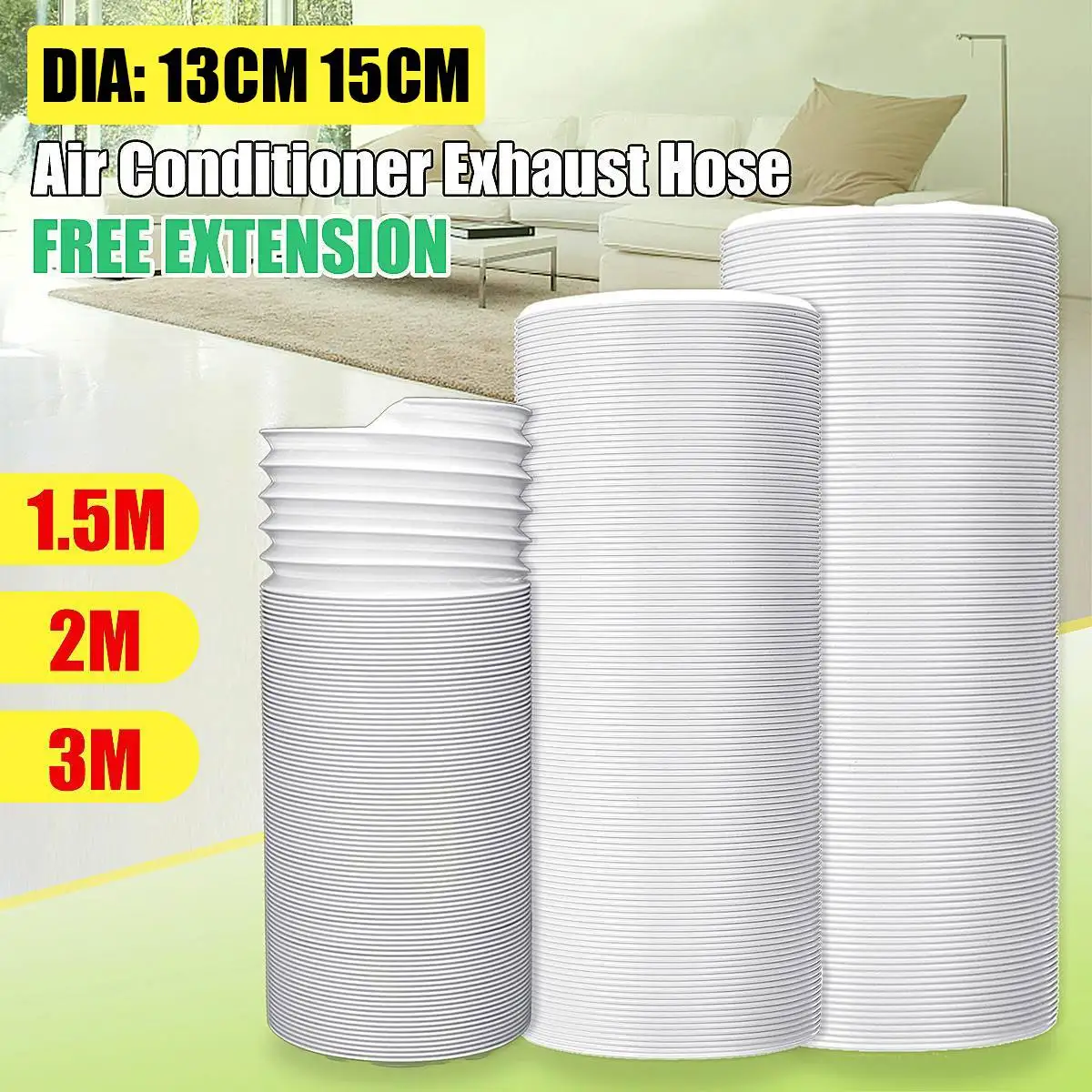 3m /5.9 inches Exhaust Hose for Portable Air Conditioner 1.5m/2m/3m Exhaust Hose 13cm/15cm Diametere Free Extension for Air Conditioner 