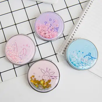 

Creative Women Glitter Sequins Quicksand Portable Round Folding Pocket Makeup Mirror Double-Sided Student Fantastic Mini Mirror