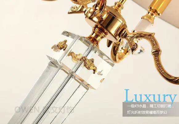 

Fashion European-style Table Lamp K9 Crystal Shade Golden Color dining room bedroom light