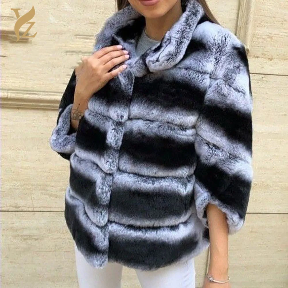 YZ. FURTURE природа шиншилла кролик рекс мех теплая зимняя высококачественная полная Пелт новая куртка из натуральной кожи модное женское пальто