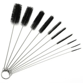 

10Pcs Household Bottle Tube Brushes Cleaning Brush Set Kitchen Bottle Brush Pack Mini Small Brushes Kit Nylon Hair 2mm 5mm 7mm