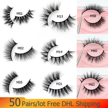 

50Pairs/Pack Visofree Eyelashes Mink False Eyelashes Handmade Mink Collection 3D Dramatic Lashes 43 Styles Pink Box Bulk