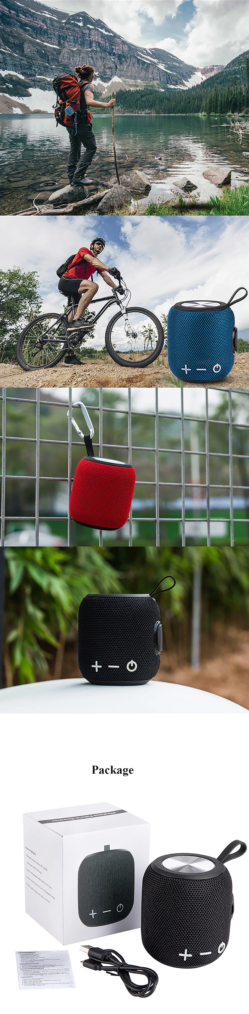 Портативный Bluetooth динамик Портативный беспроводной громкий динамик звуковая система 5 Вт стерео музыка объемный IPX7 водонепроницаемый открытый динамик