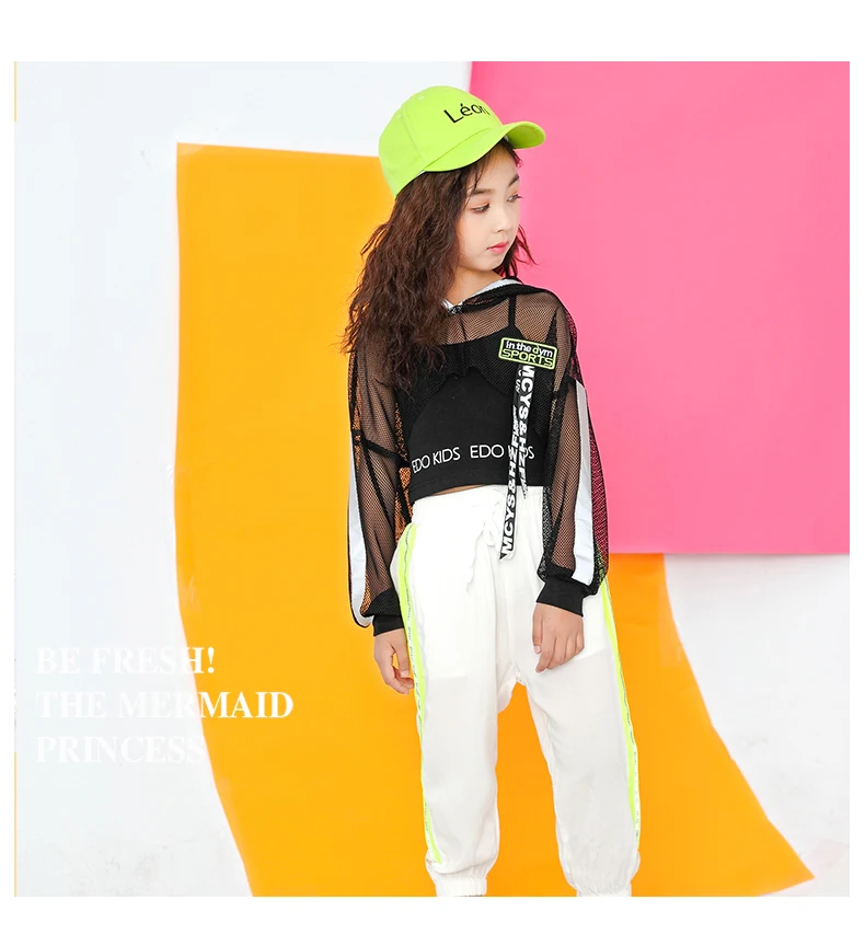 Toddler Girls Oversize Full Sleeve Hoodies Hip Hop Ballroom Jazz Dance Costumes Kids Boy Skirttrousers Clothing Set Team Wear (15)