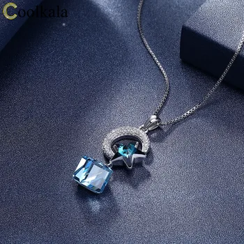 

Coolkala Austrian crystal necklace sterling silver star moon pendant new accessories