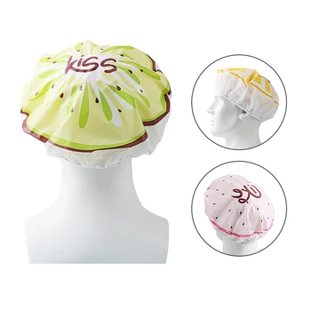 

Waterproof EVA Shower Bath Cap Elastic Band Hair protective Cap Bathroom Products Cute Sweet Cartoon Fruit Pattern