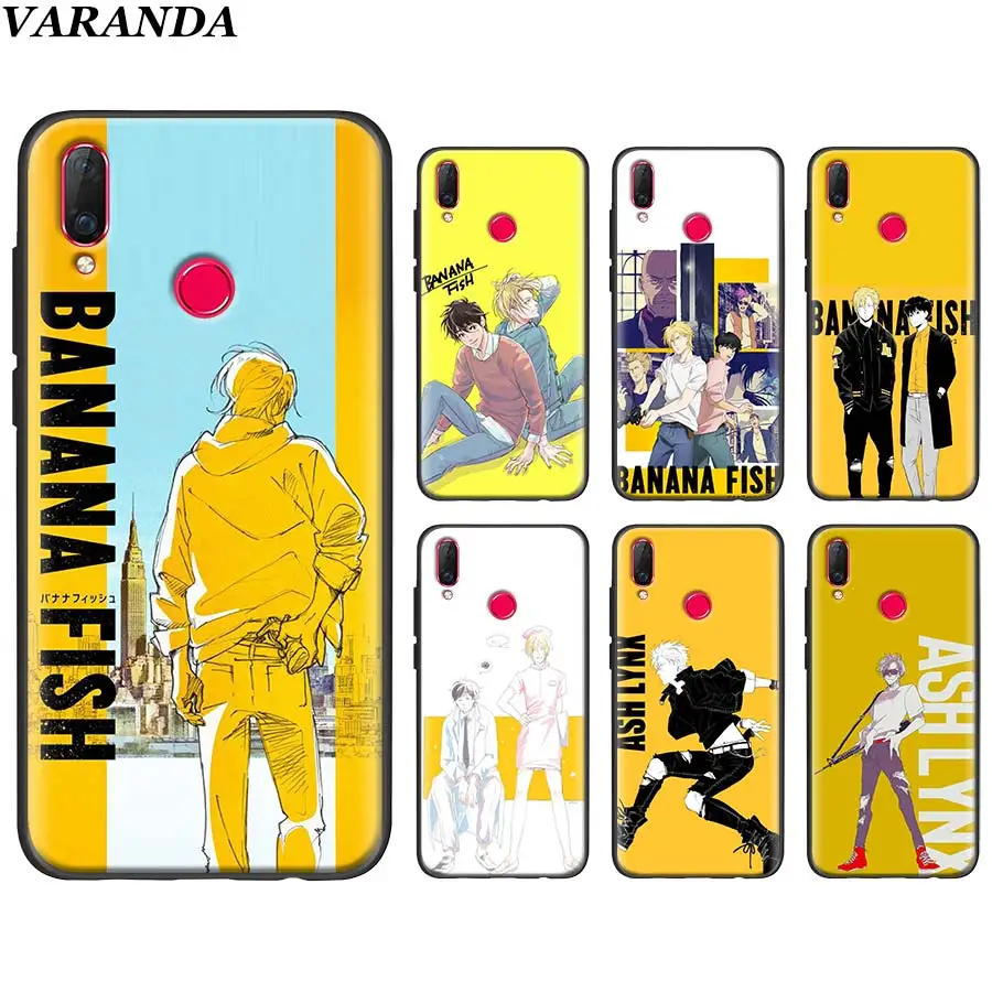 

Banana Fish Cartoon Silicone Cases for Huawei Y9 Y5 Y6 Y7 2019 Honor View 20 Pro 10 Lite 8X Black Soft Anime Phone Cover Coque