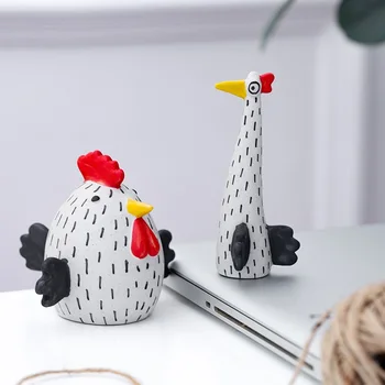 

Wave Point Stripe Chicken Figurine Abstract Ceramics Animal Art Sculpture Decoration Ceramics Craft Nordic Home Decor R4579