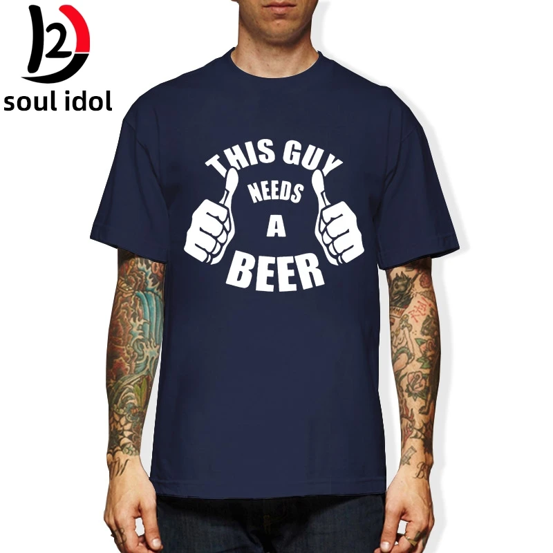 D2 New Brand Clothing funny This Guy Needs A Beer Dad COLLEGE Men Funny Cotton Short Sleeve T-shirt Tshirt camiseta | Мужская одежда