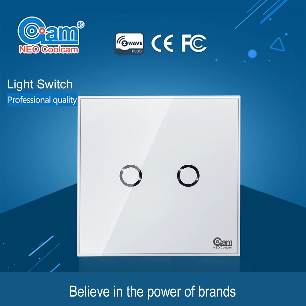 

NEO COOLCAM NAS-SC01Z Z-wave Plus Wall Light Switch 2CH Gang Home Automation Z Wave Smart Remote Control Light Switch