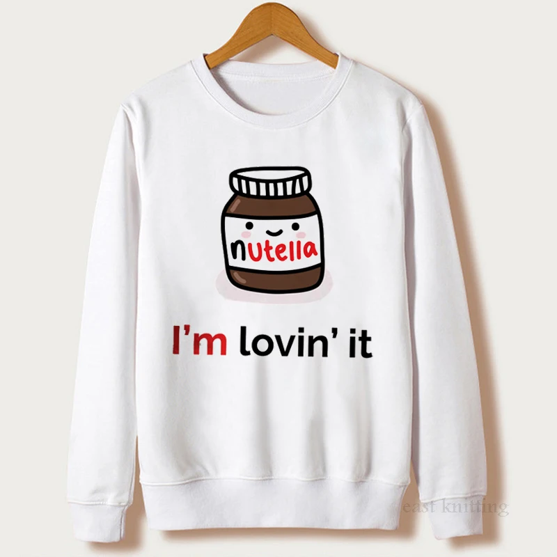 Женская толстовка в стиле Харадзюку Корейская с принтом Nutella Модный пуловер