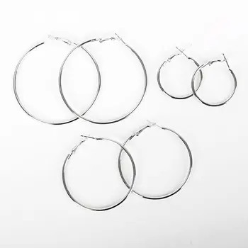 

17040372 New Anti Allergy Personality Simplified Geometric Large Circle Stainless Steel Earrings Female Earrings