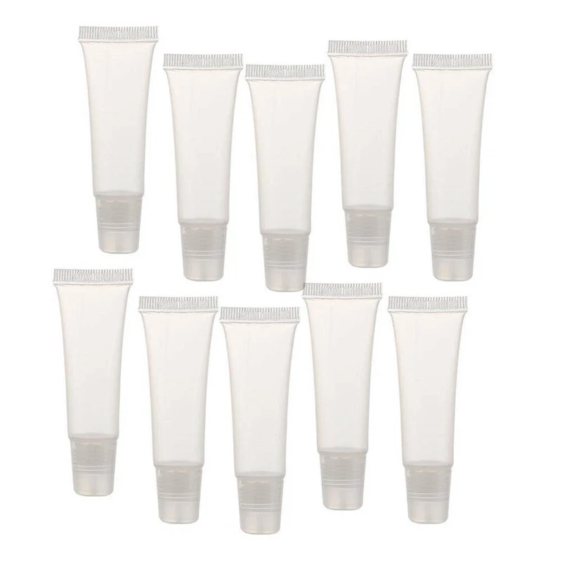 50 Pack 10Ml Lip Gloss Tubes Empty Lotion Refill Tubes Soft Squeeze