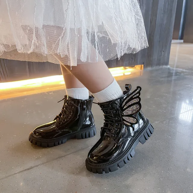 Botas tobilleras de charol para y niña, de vestir, uniforme escolar, ala plana, estilo británico, 26-36, Otoño e Invierno - AliExpress Madre y niños
