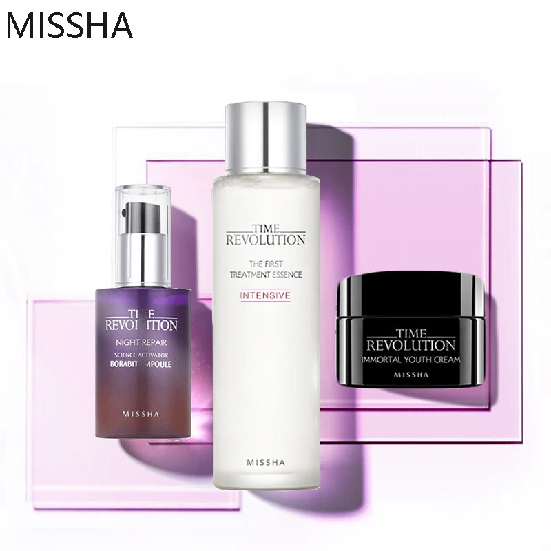 MISSHA Time Revolution Immortal Youth Cream 25ml Night Repair Probio Ampoule 40ml The First Treatment Essence 125ml Firming Care my first day and night