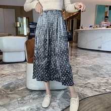 Осень зима новые длинные юбки для женщин бархатная Милая юбка в горошек модная плиссированная юбка миди для женщин плюс размер jupe femme