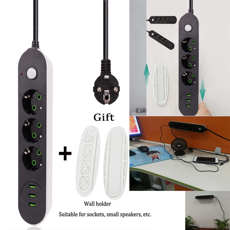 Новые Смарт USB Мощность розеток штепсельная вилка европейского стандарта 3