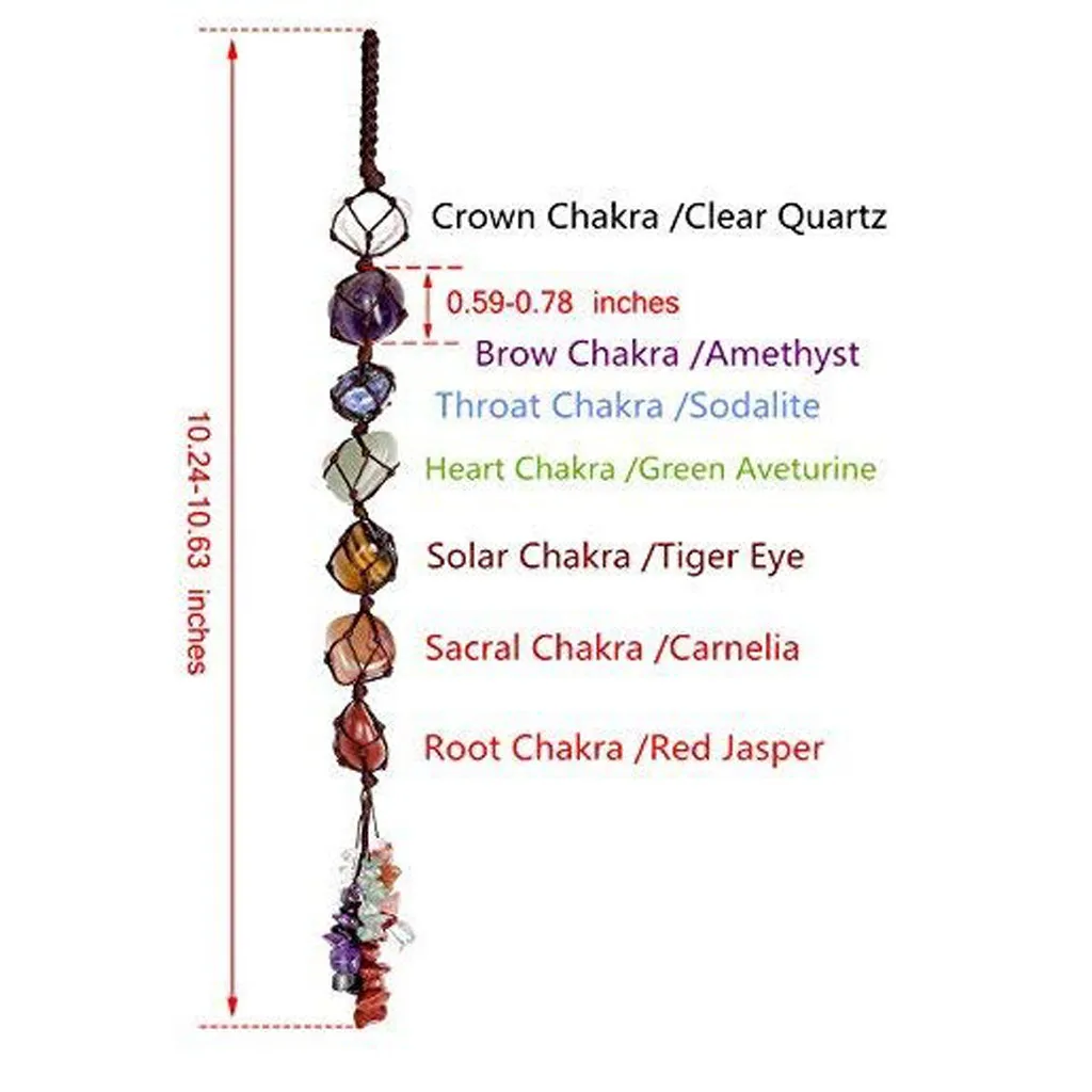 New best selling products 7 Chakra Tumbled Gemstone Tassel Hanging/Feng Shui Ornament Stones Car Decor support dropshipping