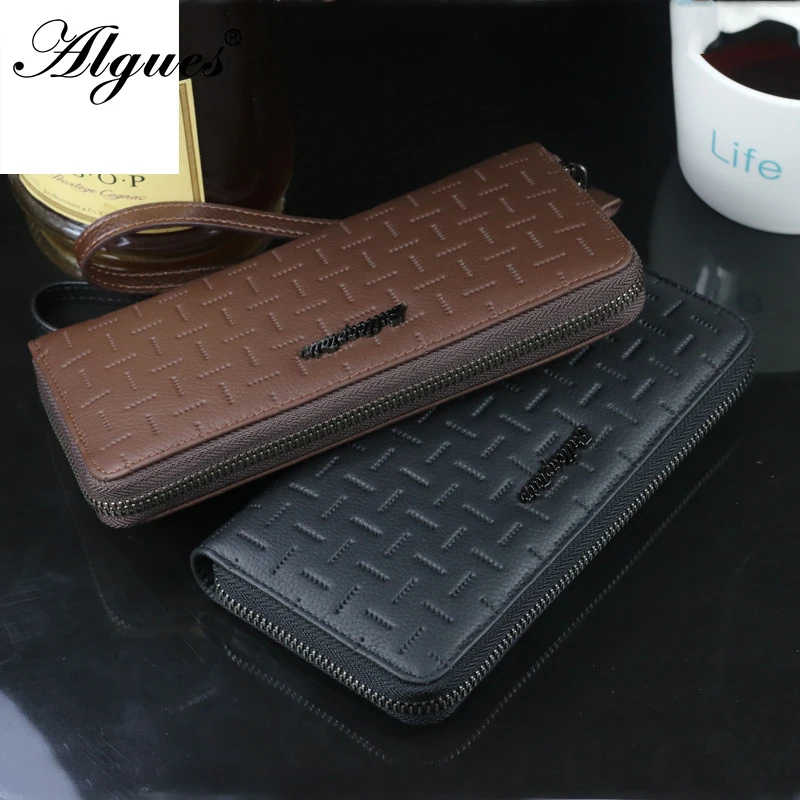 

Men's Long Leather Zipper Clutch Header Multi-Function Applied to Both Men and Women Carrying a Coin Purse Male Clutch Bag