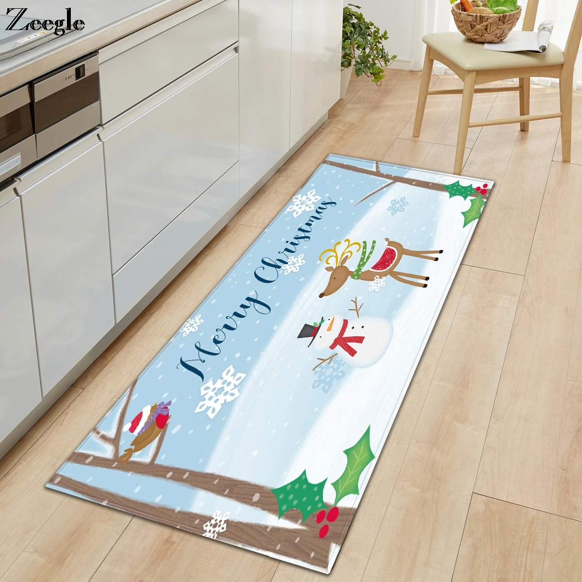 Zeegle Christmas Carpet Living Room Floor Rug Long Rectangle Kitchen Carpet Anti Slip Hallway Carpet Flannel Kids Room Area Rug