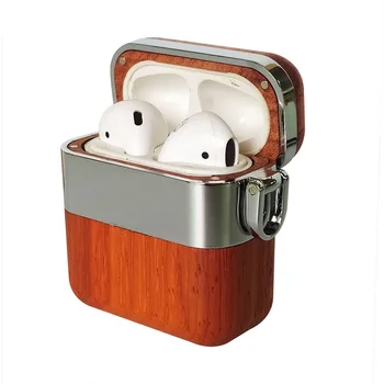 

Replacement For AirPods Case Wooden Wwireless Earphone Cover Earbuds Organizers Protective Box