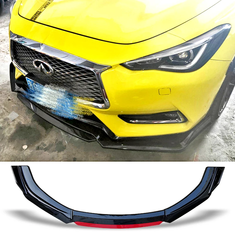 

Front Bumper Spoiler Carbon Surface Contrast Color Design Protector Plate Lip Body Kit Chin Shovel For Infiniti Q60 2016-2019