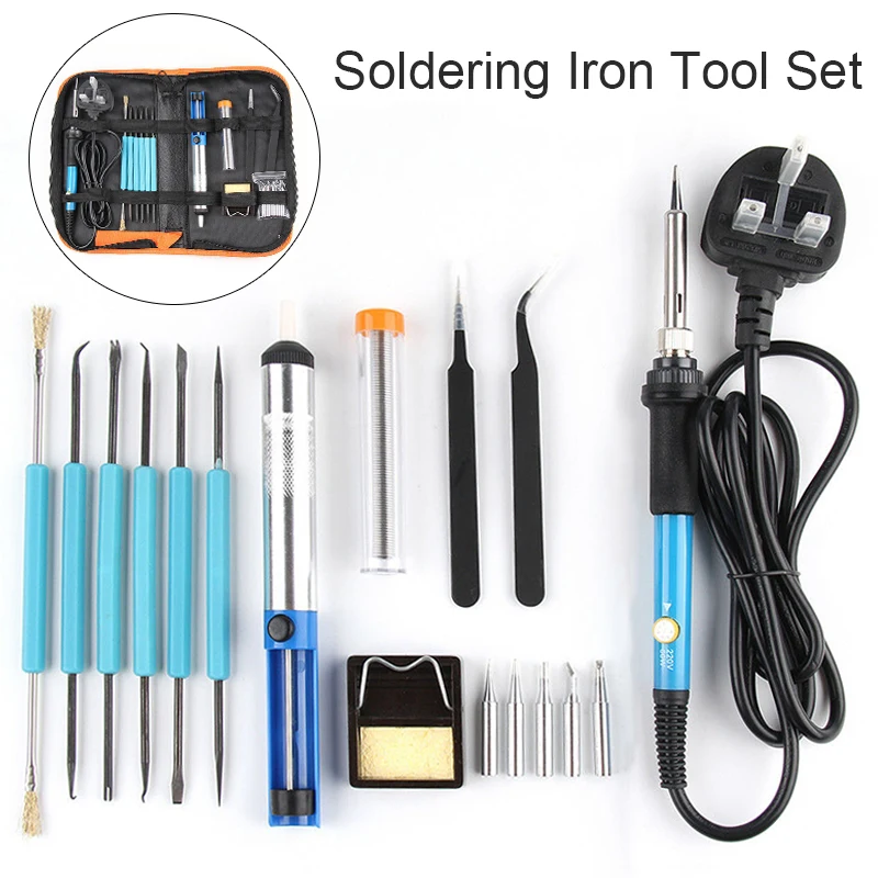 220 В 60 Вт Регулируемый температурный сварочный Железный инструмент DIY Электрический нагревательный паяльник Sation комплект для радиоприемников электроники работы