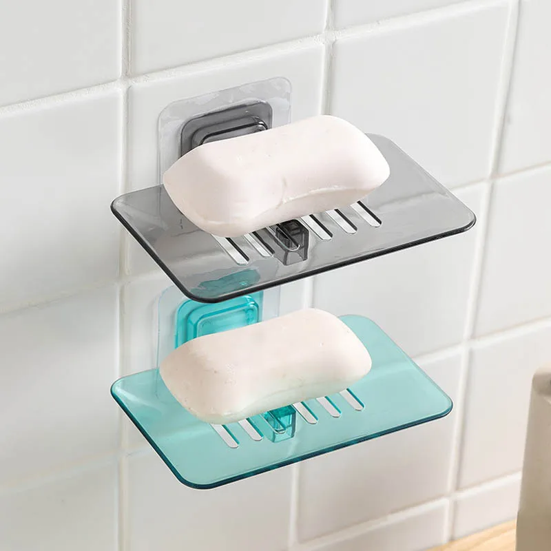 Adhesive Soap Dish,Soap Dish Multi-color Detachable Double Layer Suction  Cup Bathroom Soap Holder for Bathroom Kitchen Sink 